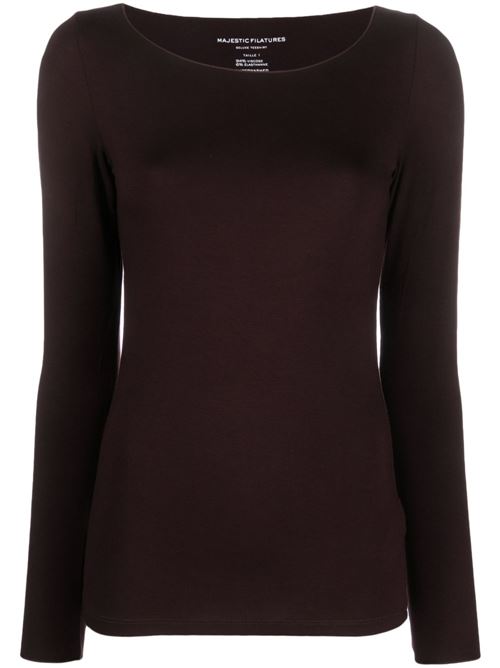 T-shirt donna manica lunga viola MAJESTIC FILATURES | M001FTS005093